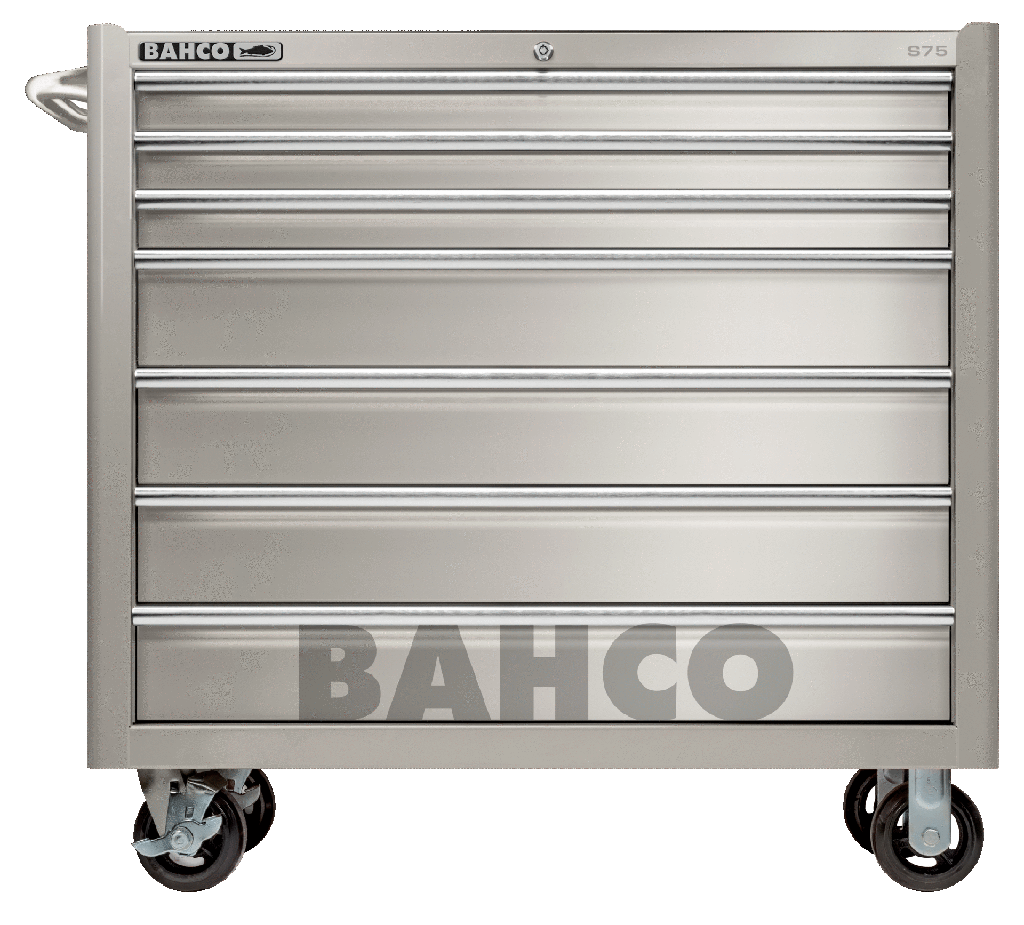 Bahco 7 Çekmeceli dayanıklı paslanmaz çelik takım arabası. İskelet, çekmeceler, sap ve ayrıca tekerlekler Paslanmaz Çelikten imal edilmiştir