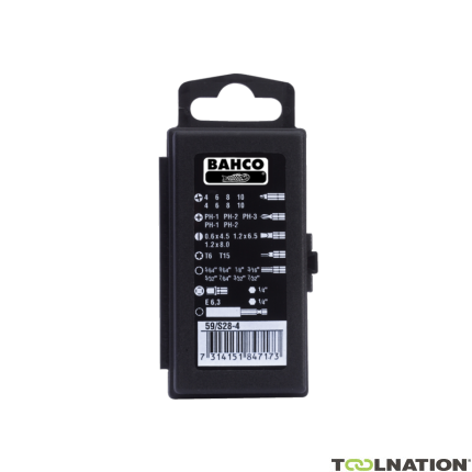 Bahco Standart Tornavida Bit Seti ve Lokma ve 1/4” Lokma Adaptörü - 28 adet. düz, PHILIPS® PH, Torx®, Altıgen, Tri-wing ve Tork - seti