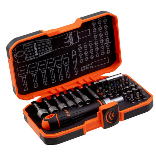 Cırcırlı Tornavida Tutuculu Somun Anahtarları ve Yuvalı/Phillips/Pozidriv/TORX®/Altıgen Uçlar için 1/4 inç Ağır Hizmet Tipi Uç Seti - 36 Parça