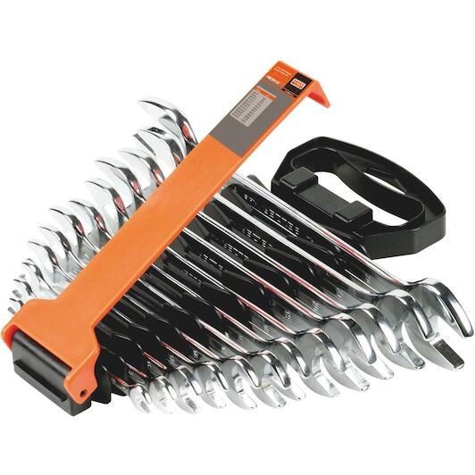 Çift ağız anahtar seti, metrik. plastik tutuculu