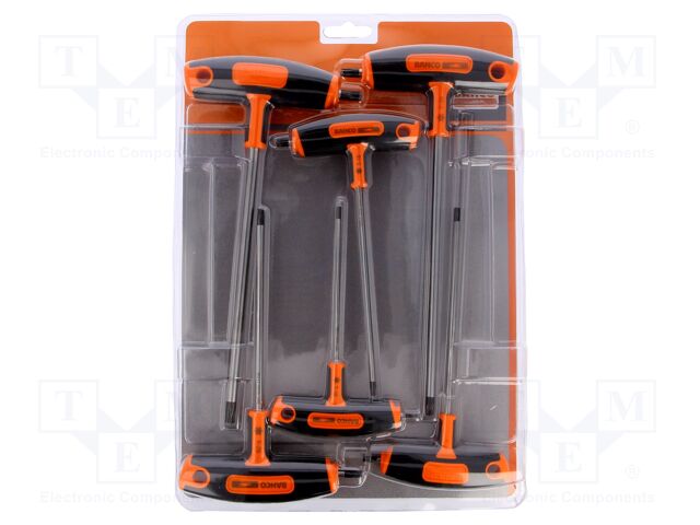Bahco TORX® T-saplı set: 6 parça. T-10, T-15, T-20, T-25, T-30, T-40