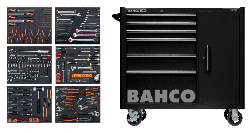 [1475KXL6CBK-FF5] Alet Arabası, Genel Amaçlı Alet Kiti - 210 Parça