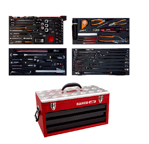 [1483KHD3RB-FF1] Bahco 1483KHD3RB metalik çanta, 129 adet alet ile birlikte