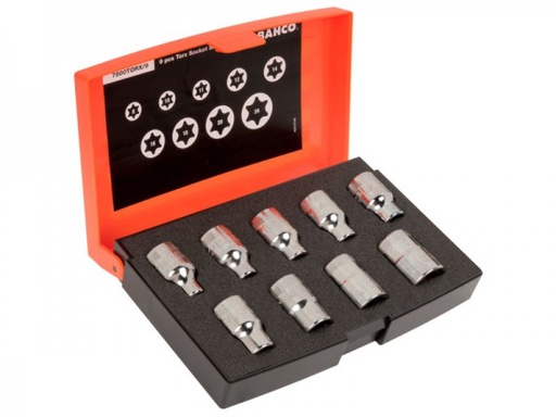 [7800TORX/9] Bahco TORX® Vidalar için 1/2 inç Kare Uçlu Lokma Anahtarı Seti - 9 Parça