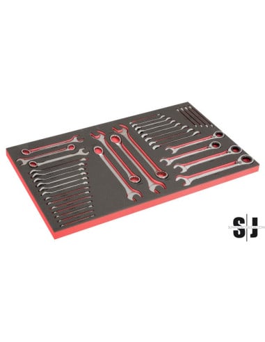 [FF1B03LM] Bahco 40 inç Araba Köpük İç Tasarımlı Kombinasyon Anahtarları ve Cırcırlama Anahtarları Setleri - 36 Parça